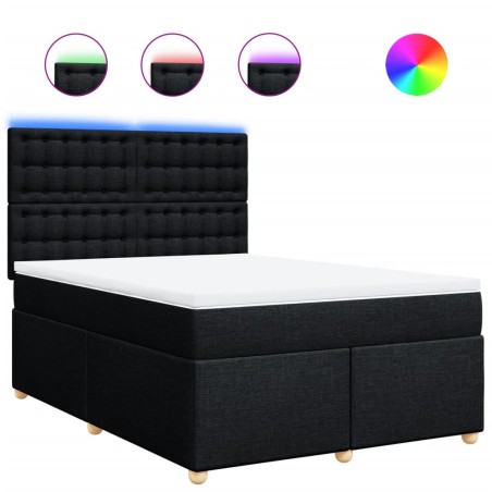 vidaXL Boxspringbett mit Matratze Schwarz 140x190 cm Stoff
