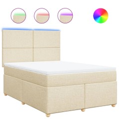 vidaXL Boxspringbett mit Matratze Creme 140x200 cm Stoff