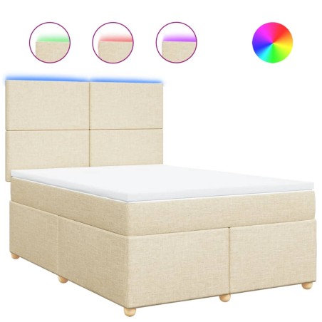 vidaXL Boxspringbett mit Matratze Creme 140x200 cm Stoff