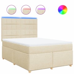 vidaXL Boxspringbett mit Matratze Creme 140x200 cm Stoff