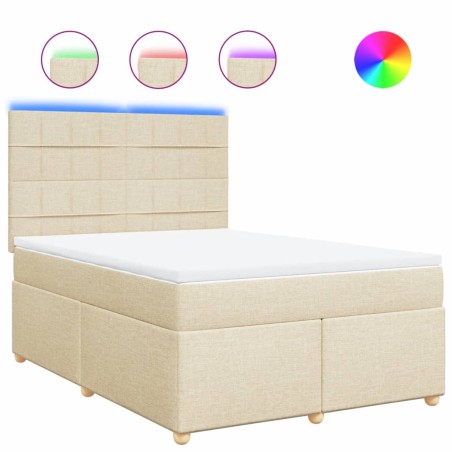 vidaXL Boxspringbett mit Matratze Creme 140x200 cm Stoff