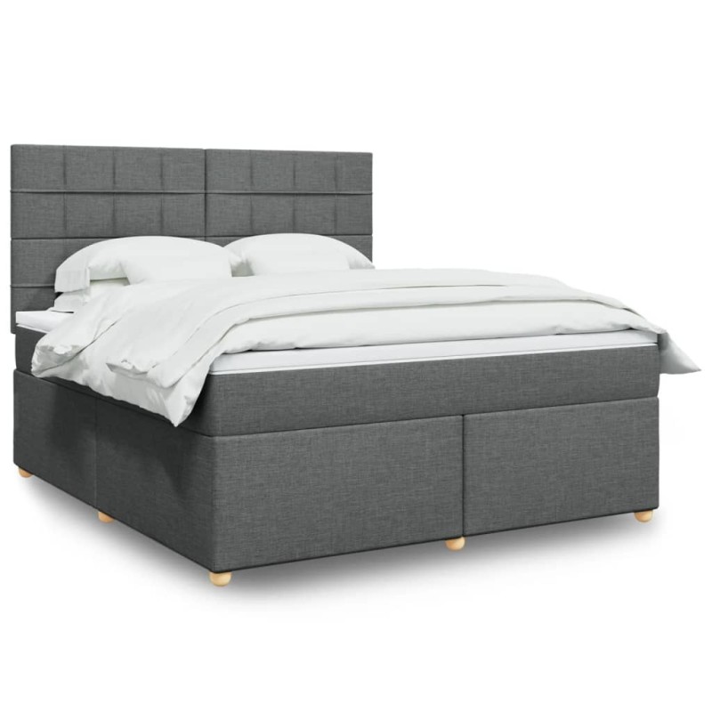 vidaXL Boxspringbett mit Matratze Dunkelgrau 180x200 cm Stoff vidaXL Boxspringbett mit Matratze Dunkelgrau 180x200 cm Stoff