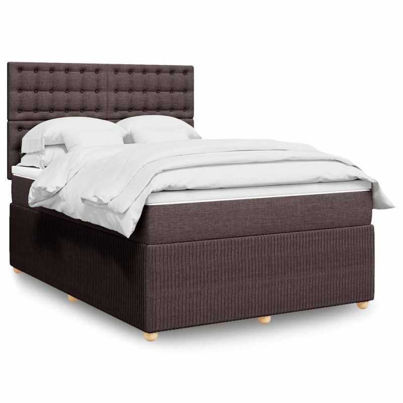 vidaXL Boxspringbett mit Matratze Dunkelbraun 140x200 cm Stoff vidaXL Boxspringbett mit Matratze Dunkelbraun 140x200 cm Stoff
