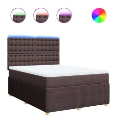 vidaXL Boxspringbett mit Matratze Dunkelbraun 140x200 cm Stoff