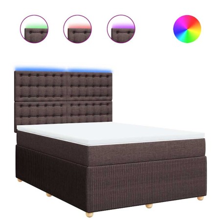 vidaXL Boxspringbett mit Matratze Dunkelbraun 140x200 cm Stoff