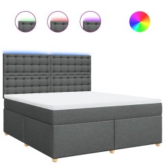 vidaXL Boxspringbett mit Matratze Dunkelgrau 180x200 cm Stoff