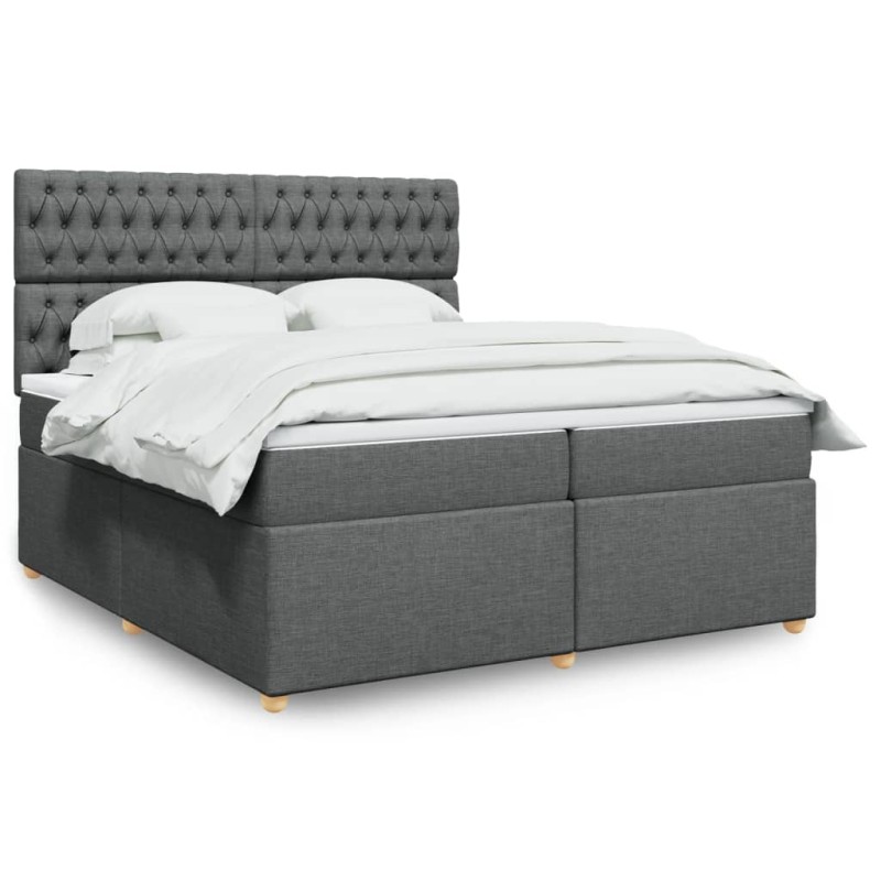 vidaXL Boxspringbett mit Matratze Dunkelgrau 200x200 cm Stoff vidaXL Boxspringbett mit Matratze Dunkelgrau 200x200 cm Stoff