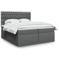 vidaXL Boxspringbett mit Matratze Dunkelgrau 200x200 cm Stoff vidaXL Boxspringbett mit Matratze Dunkelgrau 200x200 cm Stoff