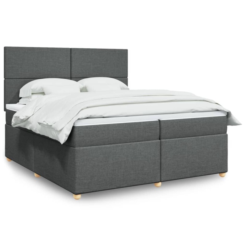 vidaXL Boxspringbett mit Matratze Dunkelgrau 200x200 cm Stoff vidaXL Boxspringbett mit Matratze Dunkelgrau 200x200 cm Stoff