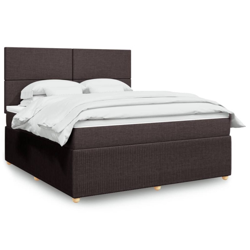 vidaXL Boxspringbett mit Matratze Dunkelbraun 180x200 cm Stoff vidaXL Boxspringbett mit Matratze Dunkelbraun 180x200 cm Stoff