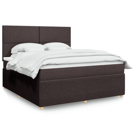 vidaXL Boxspringbett mit Matratze Dunkelbraun 180x200 cm Stoff