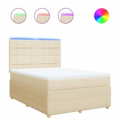 vidaXL Boxspringbett mit Matratze Creme 160x200 cm Stoff