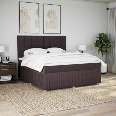 vidaXL Boxspringbett mit Matratze Dunkelbraun 180x200 cm Stoff