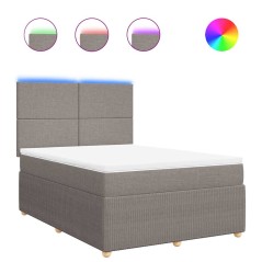 vidaXL Boxspringbett mit Matratze Taupe 160x200 cm Stoff