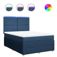 vidaXL Boxspringbett mit Matratze Blau 160x200 cm Stoff