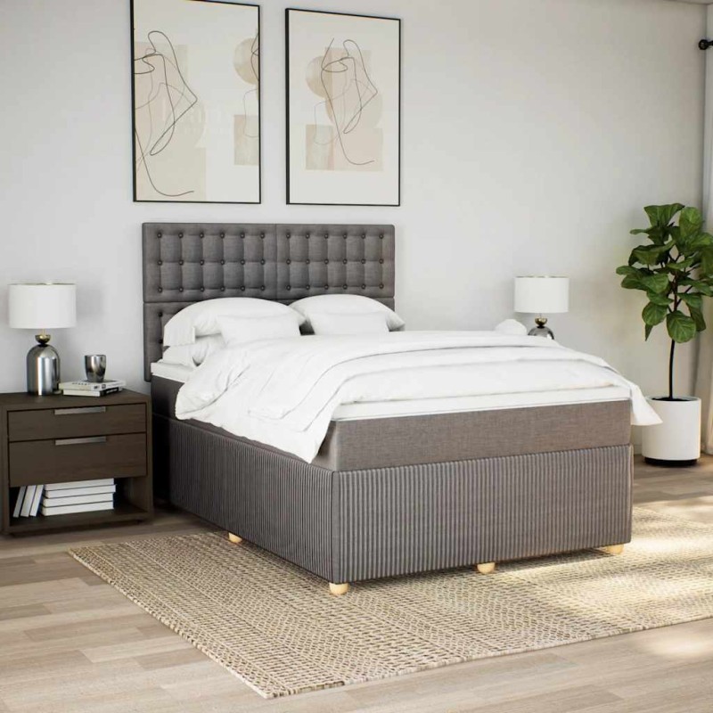 vidaXL Boxspringbett mit Matratze Taupe 160x200 cm Stoff vidaXL Boxspringbett mit Matratze Taupe 160x200 cm Stoff
