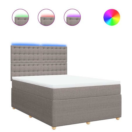 vidaXL Boxspringbett mit Matratze Taupe 160x200 cm Stoff