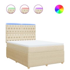 vidaXL Boxspringbett mit Matratze Creme 160x200 cm Stoff