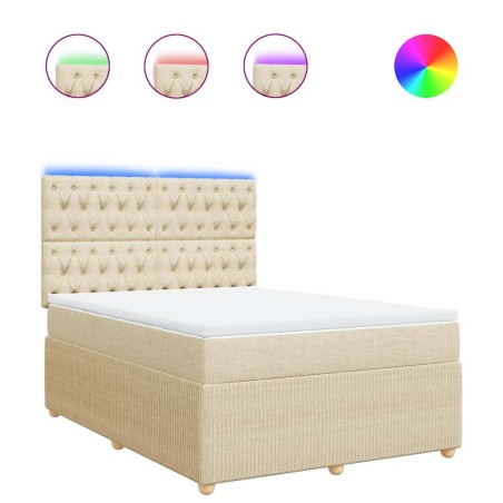 vidaXL Boxspringbett mit Matratze Creme 160x200 cm Stoff