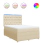 vidaXL Boxspringbett mit Matratze Creme 160x200 cm Stoff vidaXL Boxspringbett mit Matratze Creme 160x200 cm Stoff