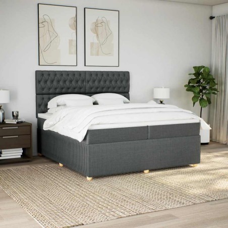 vidaXL Boxspringbett mit Matratze Dunkelgrau 200x200 cm Stoff