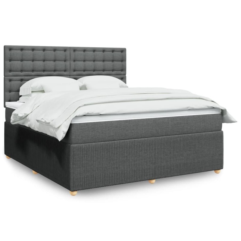 vidaXL Boxspringbett mit Matratze Dunkelgrau 180x200 cm Stoff vidaXL Boxspringbett mit Matratze Dunkelgrau 180x200 cm Stoff