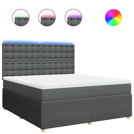 vidaXL Boxspringbett mit Matratze Dunkelgrau 180x200 cm Stoff