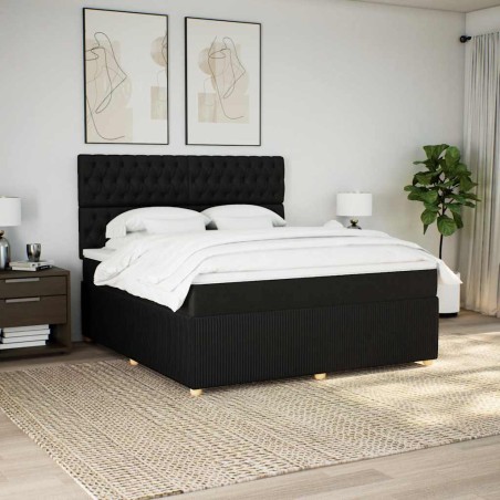 vidaXL Boxspringbett mit Matratze Schwarz 180x200 cm Stoff