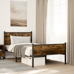 vidaXL Metallbett ohne Matratze Räuchereiche 100x200 cm