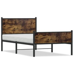 vidaXL Metallbett ohne Matratze Räuchereiche 100x200 cm