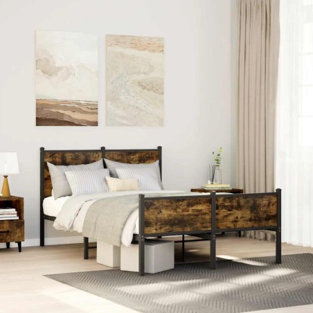 vidaXL Metallbett ohne Matratze Räuchereiche 120x190 cm