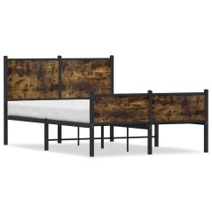 vidaXL Metallbett ohne Matratze Räuchereiche 120x190 cm