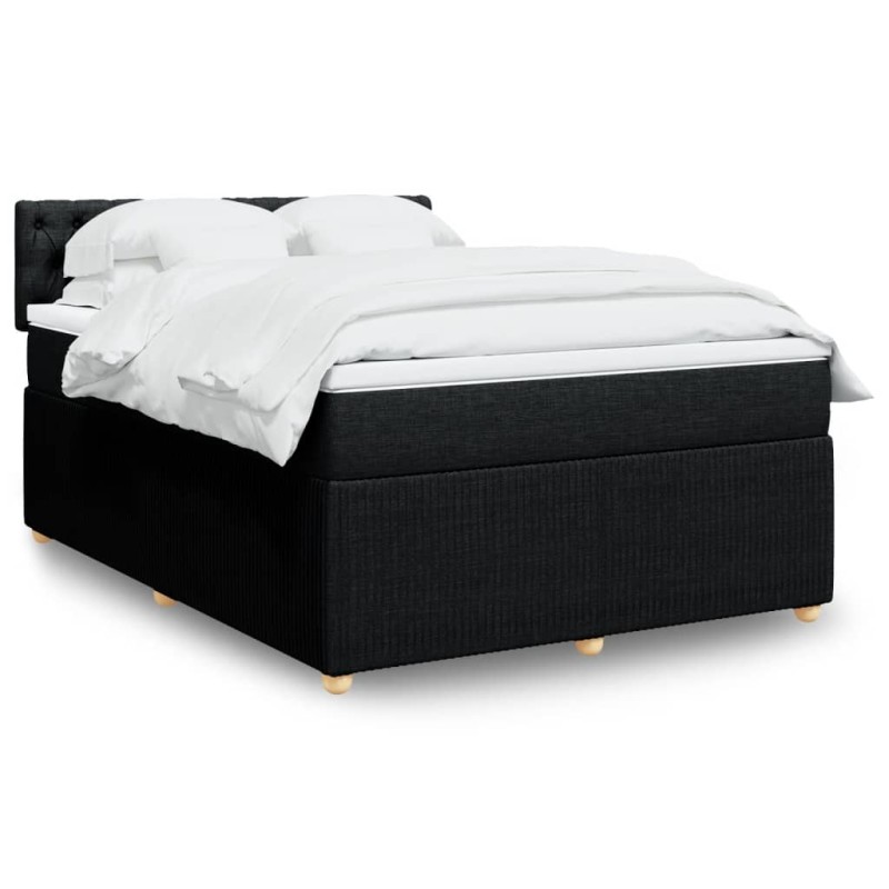 vidaXL Boxspringbett mit Matratze Schwarz 160x200 cm Stoff vidaXL Boxspringbett mit Matratze Schwarz 160x200 cm Stoff
