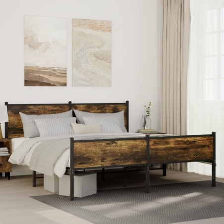 vidaXL Metallbett ohne Matratze Räuchereiche 183x213 cm