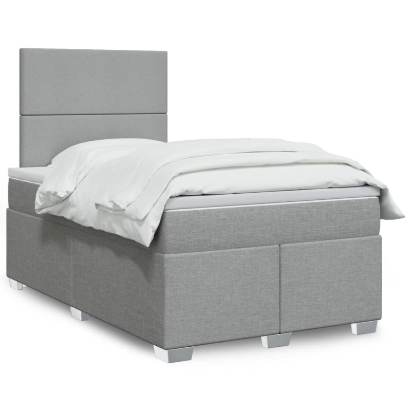 vidaXL Boxspringbett mit Matratze Hellgrau 120x200 cm Stoff vidaXL Boxspringbett mit Matratze Hellgrau 120x200 cm Stoff