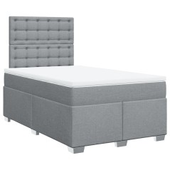 vidaXL Boxspringbett mit Matratze Hellgrau 120x200 cm Stoff