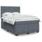 vidaXL Boxspringbett mit Matratze Dunkelgrau 140x200 cm Samt vidaXL Boxspringbett mit Matratze Dunkelgrau 140x200 cm Samt