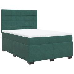 vidaXL Boxspringbett mit Matratze Dunkelgrün 140x200 cm Samt