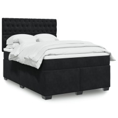 vidaXL Boxspringbett mit Matratze Schwarz 140x200 cm Samt