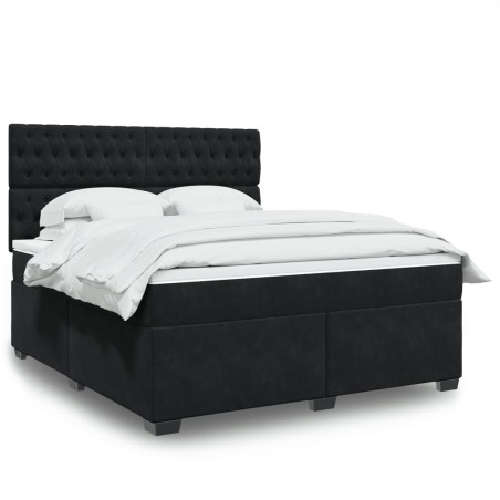 vidaXL Boxspringbett mit Matratze Schwarz 180x200 cm Samt