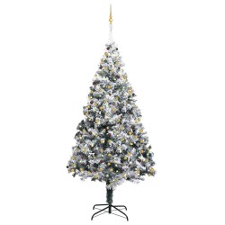 Künstlicher Weihnachtsbaum LEDs & Kugeln Beschneit Grün 300 cm