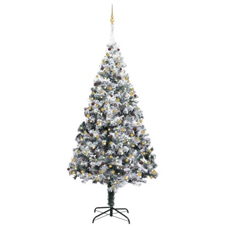 Künstlicher Weihnachtsbaum LEDs & Kugeln Beschneit Grün 300 cm