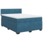 vidaXL Boxspringbett mit Matratze Blau 160x200 cm Samt vidaXL Boxspringbett mit Matratze Blau 160x200 cm Samt