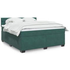vidaXL Boxspringbett mit Matratze Dunkelgrün 180x200 cm Samt