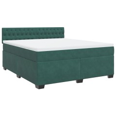 vidaXL Boxspringbett mit Matratze Dunkelgrün 180x200 cm Samt