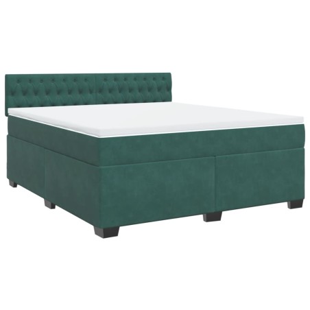vidaXL Boxspringbett mit Matratze Dunkelgrün 180x200 cm Samt