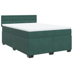 vidaXL Boxspringbett mit Matratze Dunkelgrün 140x200 cm Samt