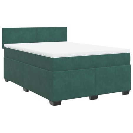 vidaXL Boxspringbett mit Matratze Dunkelgrün 160x200 cm Samt