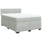 vidaXL Boxspringbett mit Matratze Hellgrau 140x200 cm Samt vidaXL Boxspringbett mit Matratze Hellgrau 140x200 cm Samt