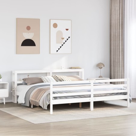 vidaXL Massivholzbett ohne Matratze Weiß 200x200 cm Kiefernholz